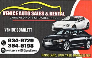 Venice Auto Sales & Rental Business Card with contact Information.